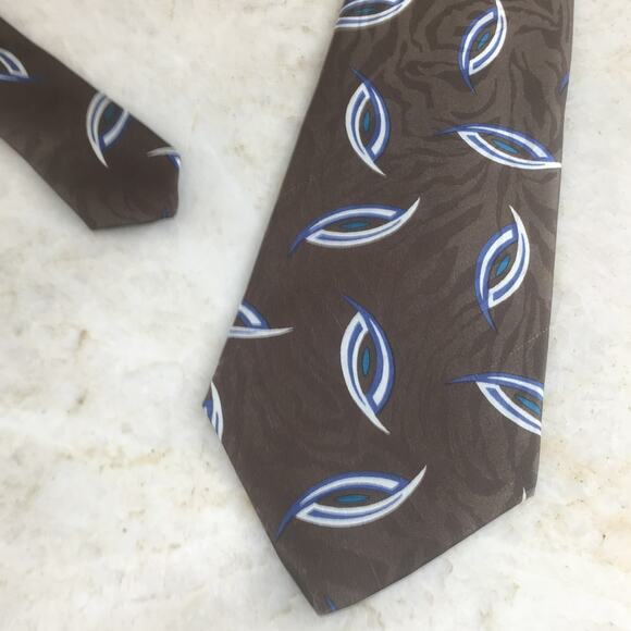 GINO POMPEII SILK BLEND BROWN WHITE PURPLE TEAL NECKTIE - Picture 6 of 12